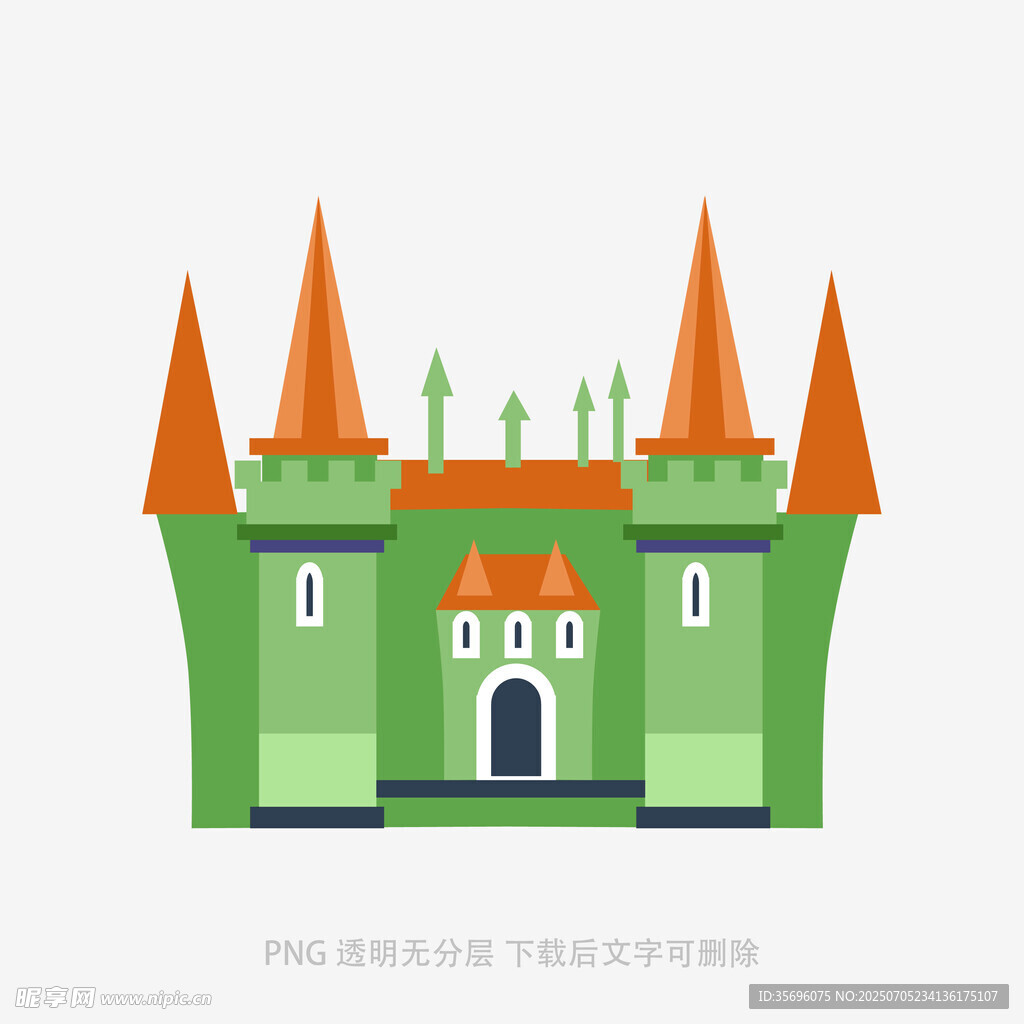 卡通风格的绿色城堡建筑