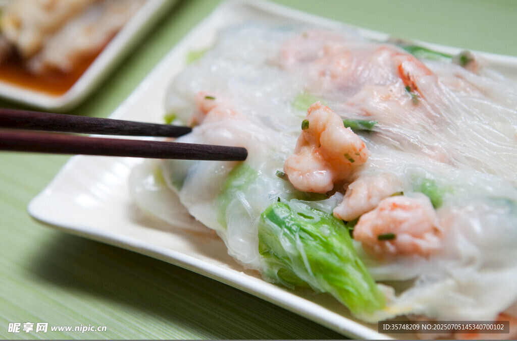 鲜虾肠粉美食特写