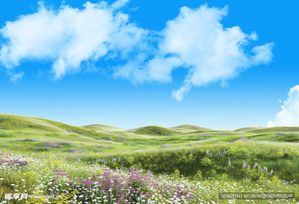 蓝天草地背景