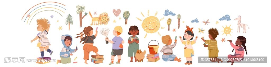 卡通儿童涂鸦插图
