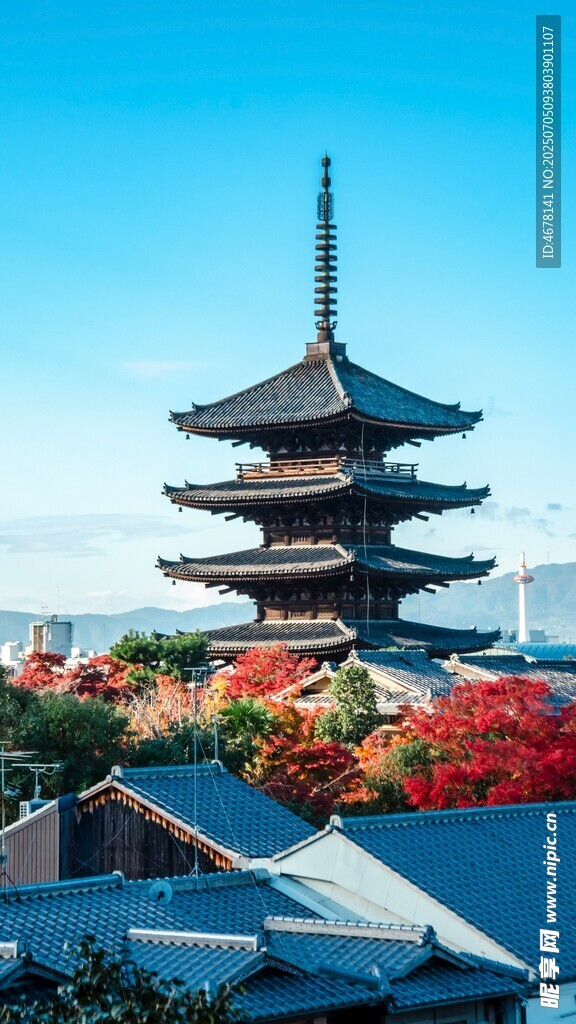 东京五重塔与绚烂红叶