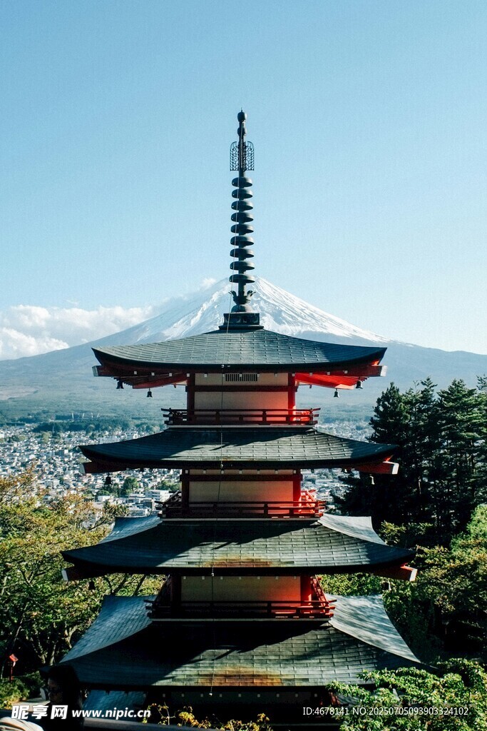 日本多层宝塔与城市景观