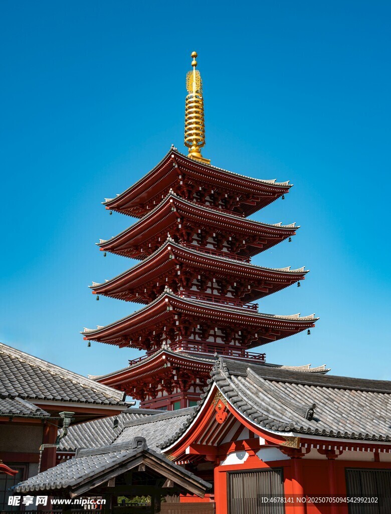 东京浅草寺五重塔景观