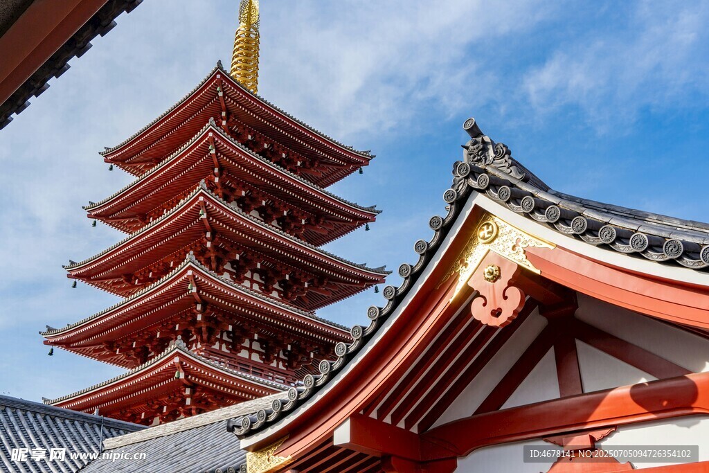 日本传统塔楼建筑景观
