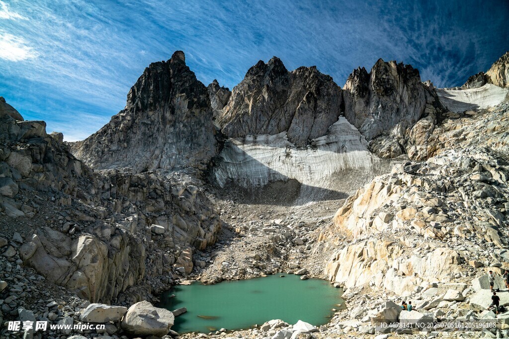 高山间的碧绿湖泊美景