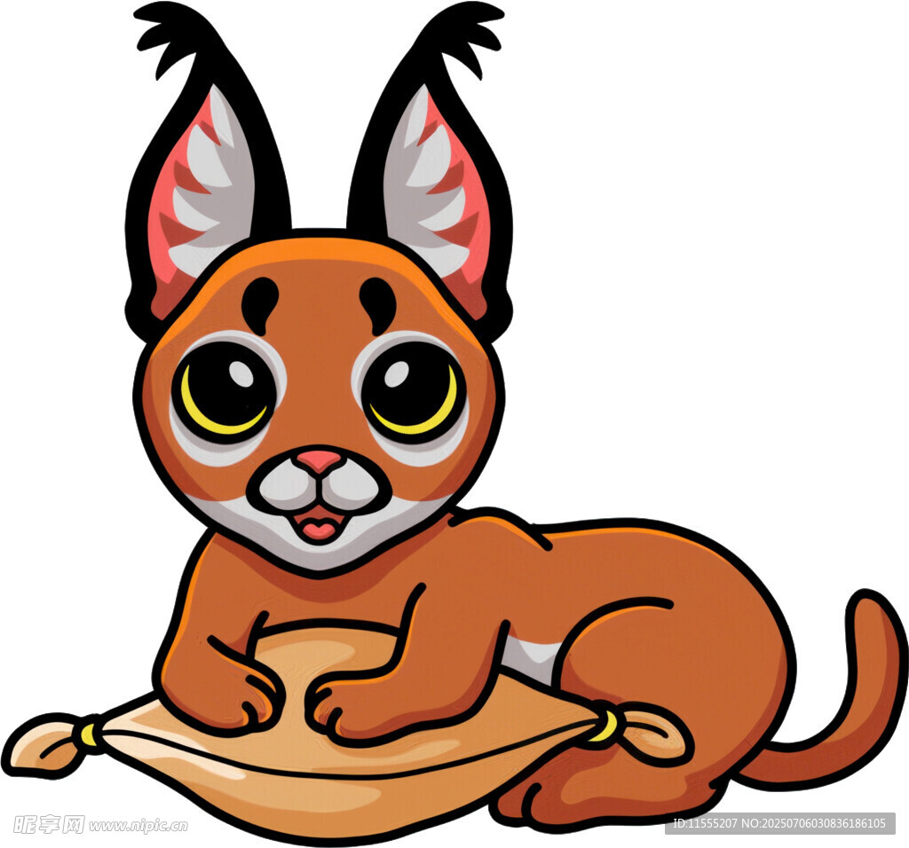 可爱小猞猁趴枕上