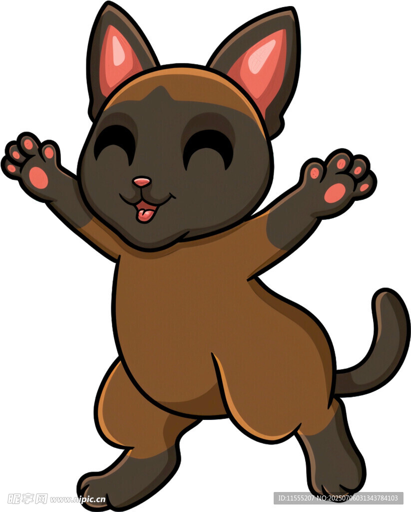 可爱棕色小猫欢快舞动