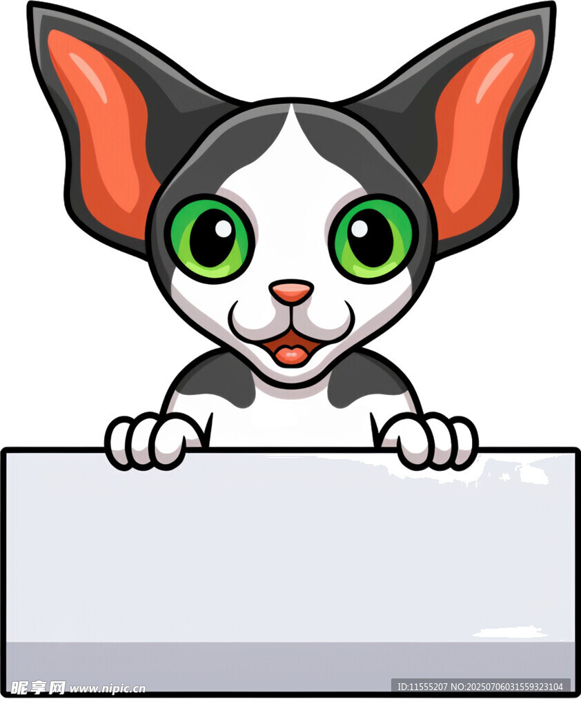 可爱猫咪探身白板旁