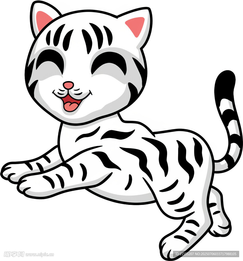 可爱黑白条纹卡通小猫