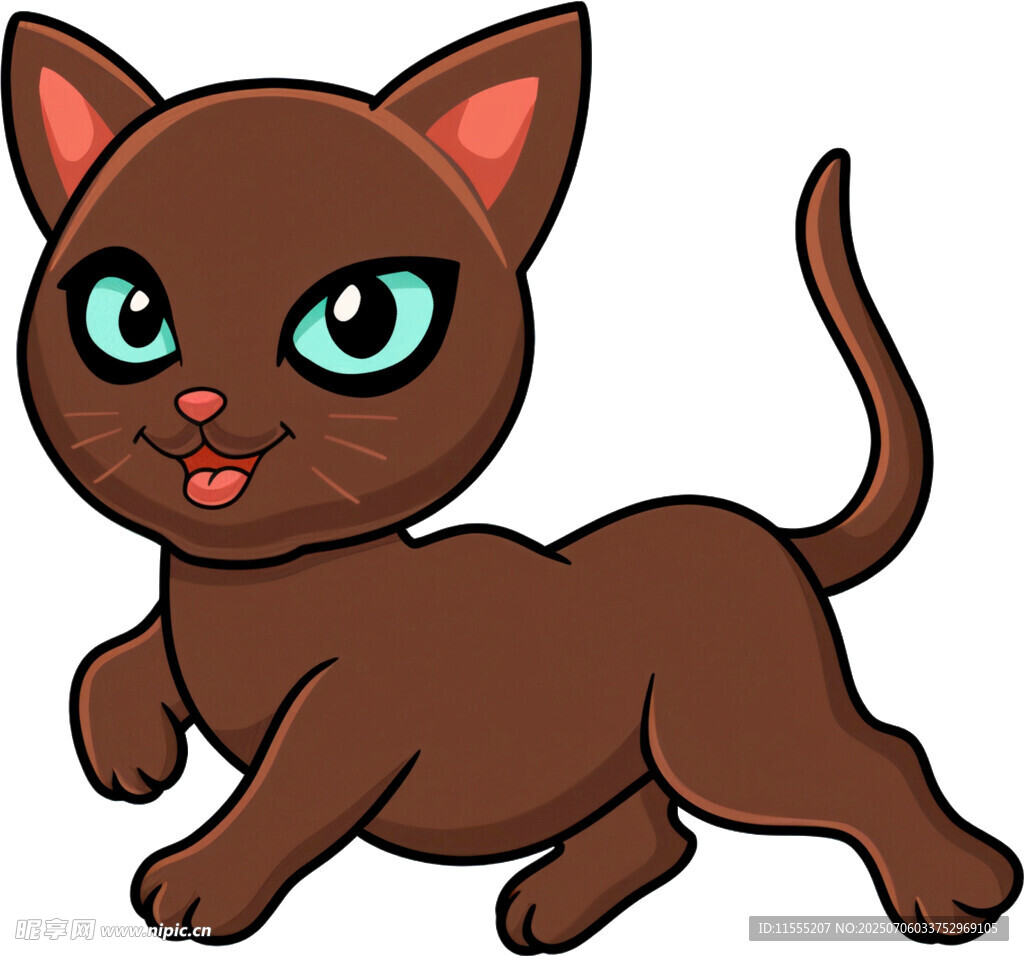 可爱棕色小猫欢快奔跑