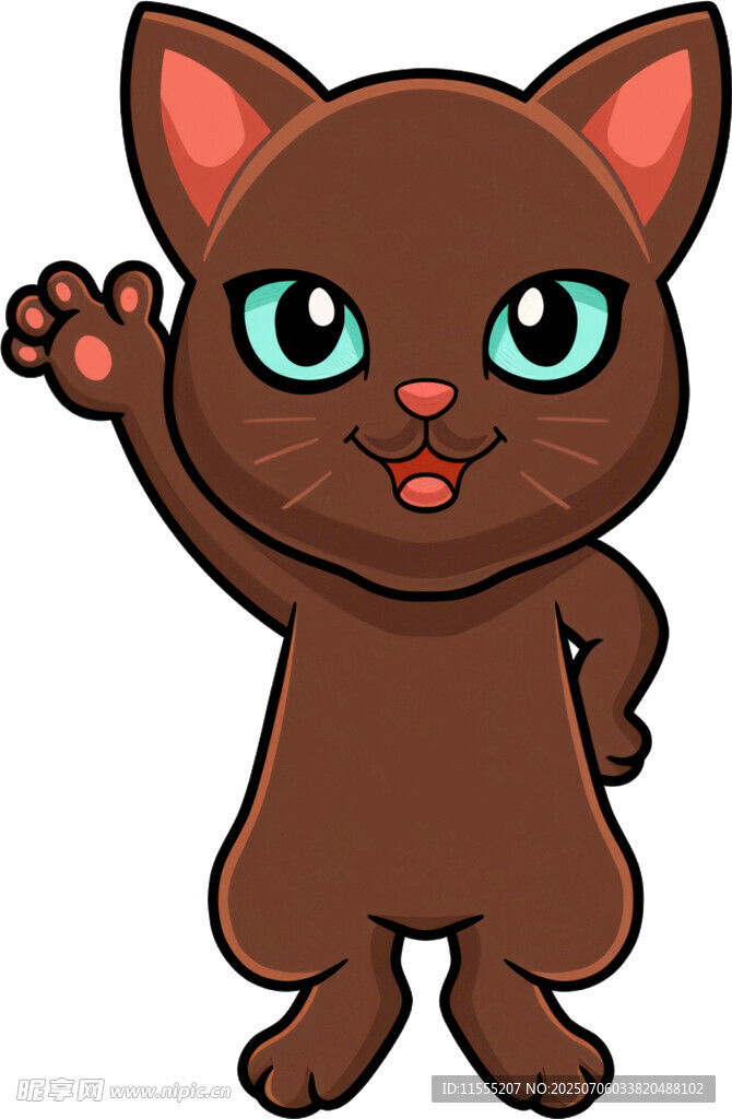 棕色猫咪挥手打招呼