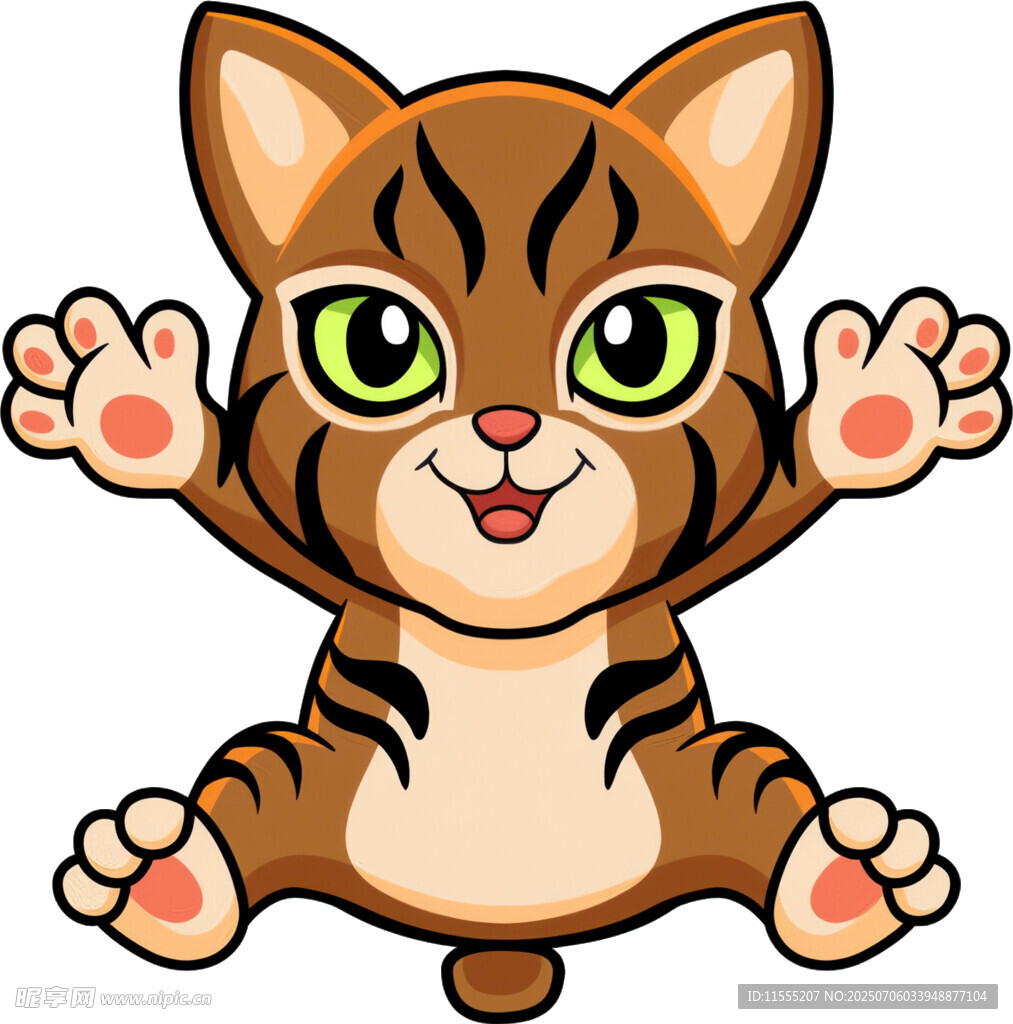 可爱猫咪招手