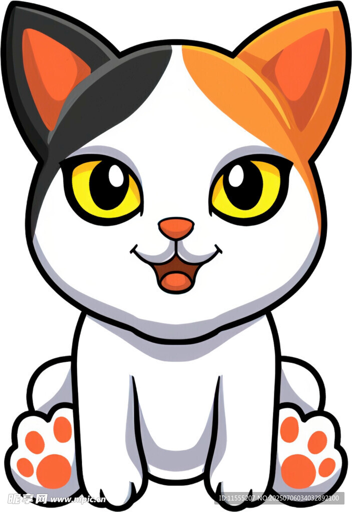 可爱三色小猫卡通形象