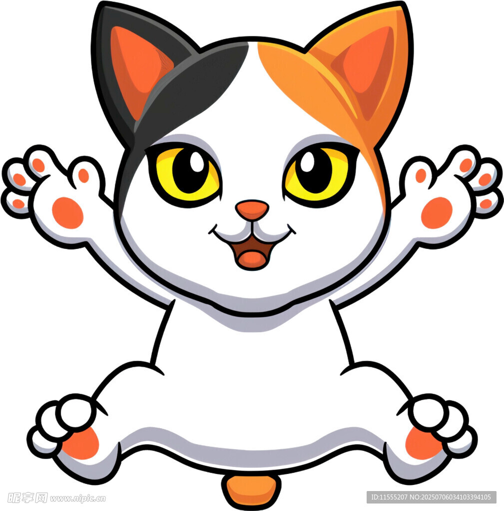 可爱三色猫咪欢快跳跃