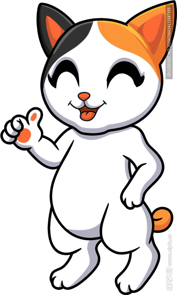 可爱猫咪招手