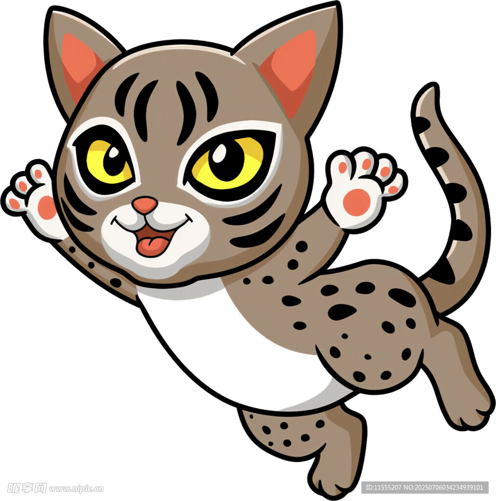 跳跃的斑点小猫