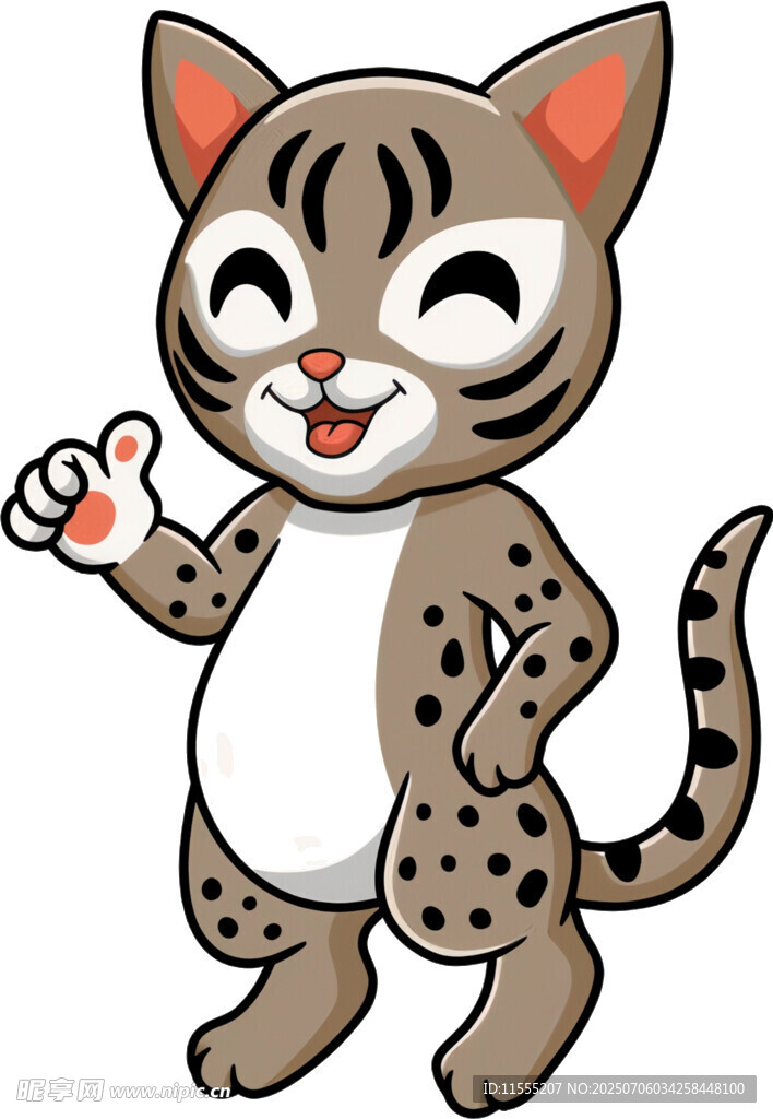可爱小豹猫挥手打招呼