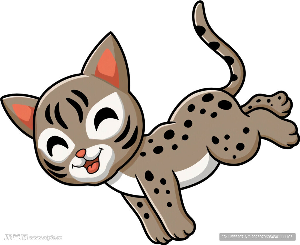 跳跃的斑点小猫