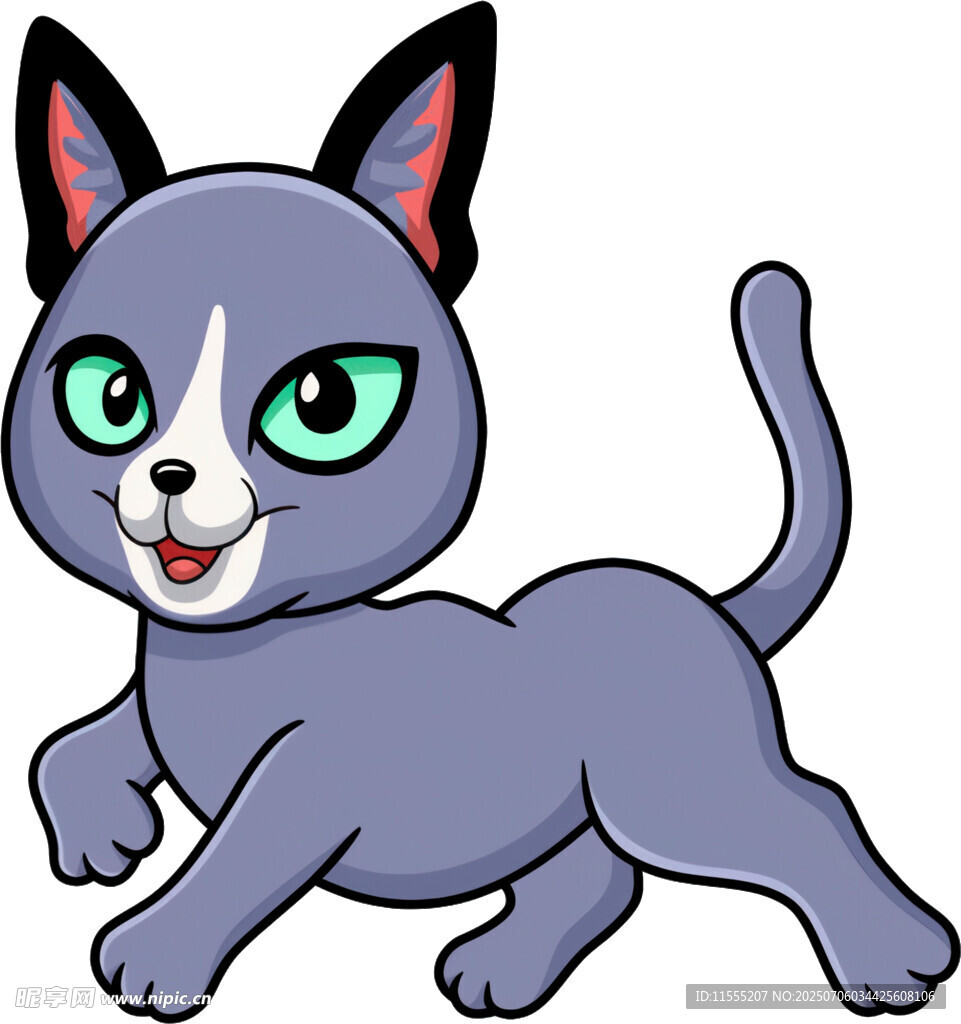 奔跑的可爱卡通小猫