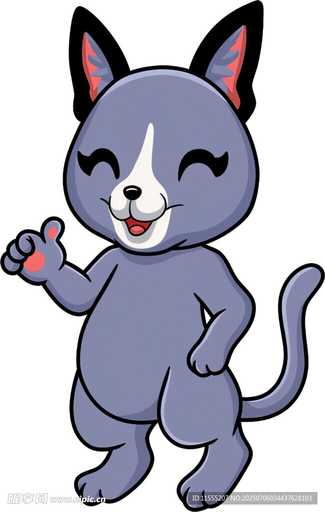 可爱灰猫举爪打招呼
