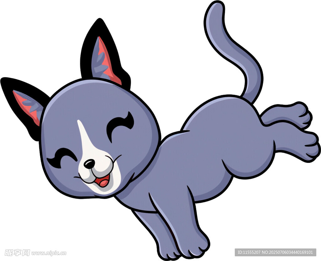 跳跃的可爱卡通猫咪