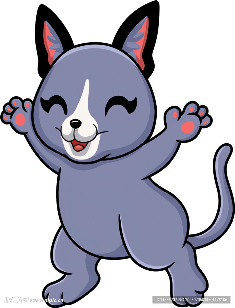 可爱灰猫开心舞动