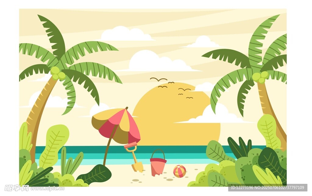 夏日海滩度假场景