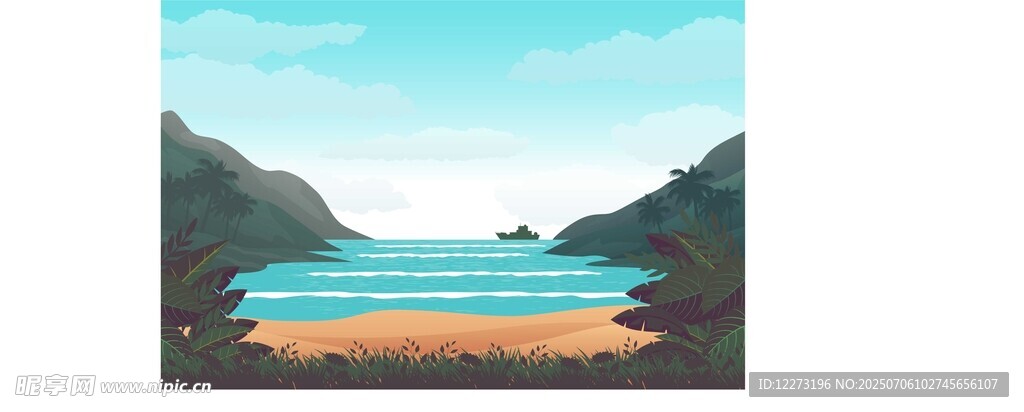 海边风景插画
