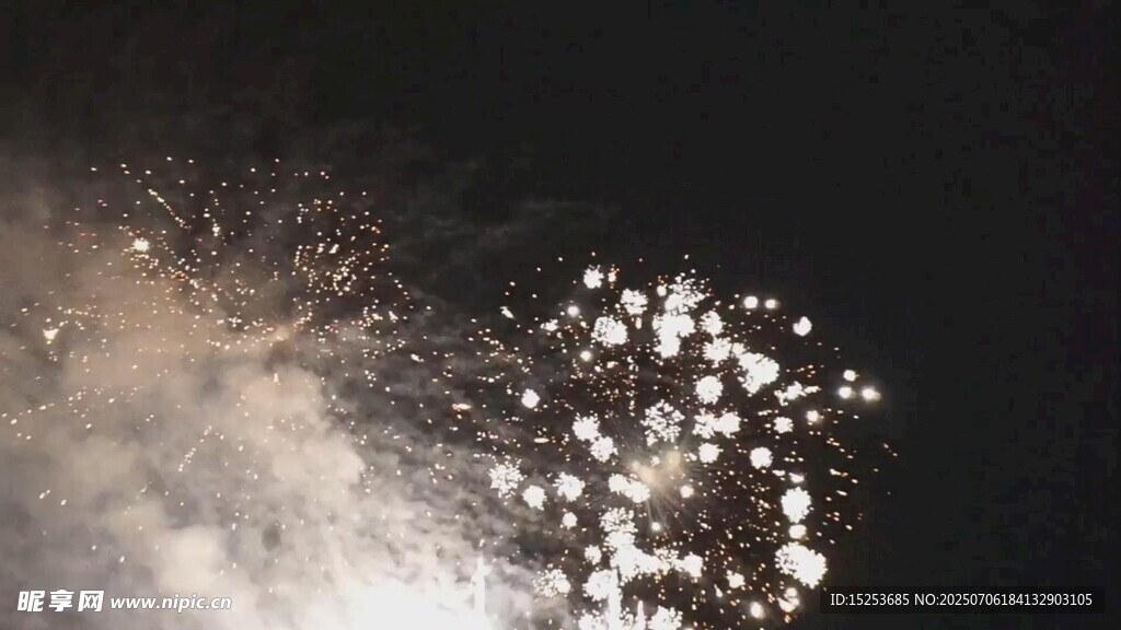 夜空中绚烂绽放的烟花