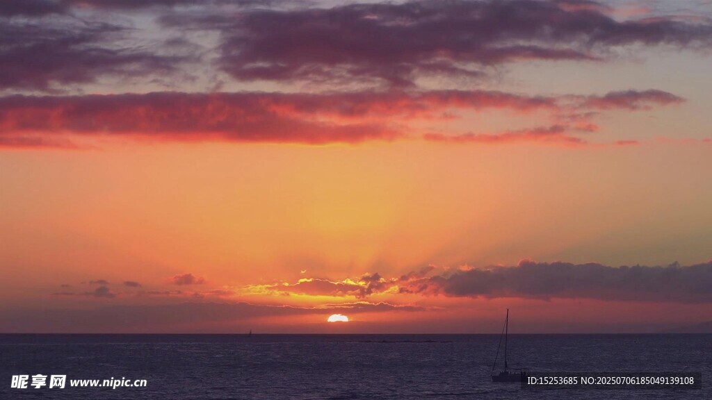 海上壮丽日落美景