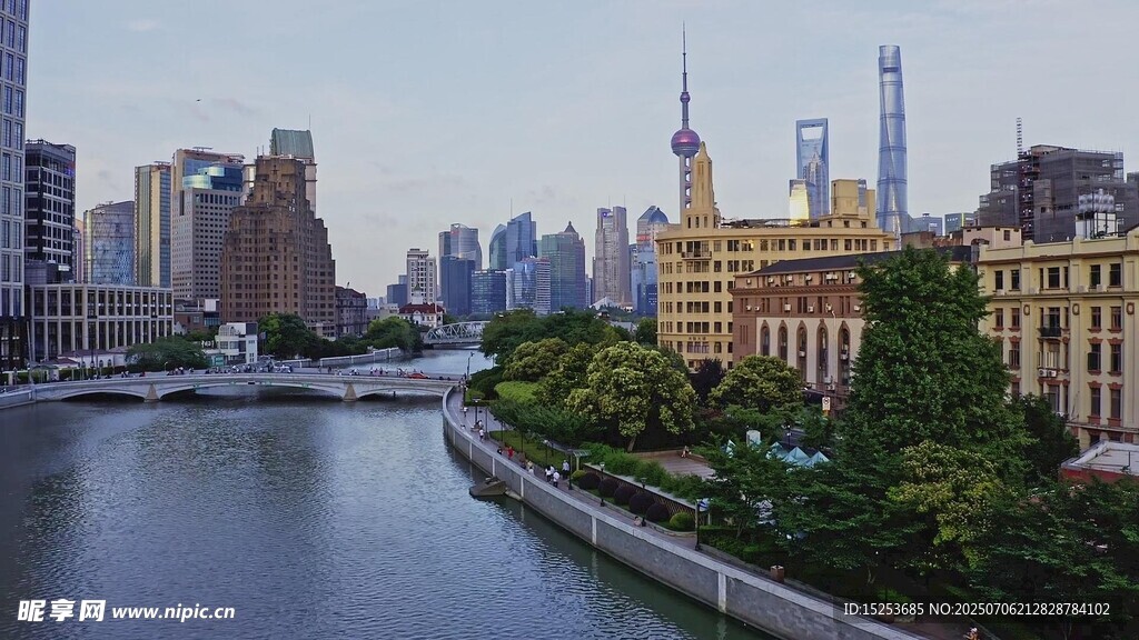 上海外滩河畔城市风光