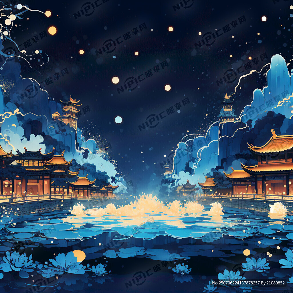 生成一张蓝色系泼水文化节日的背