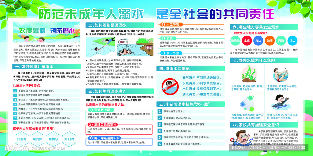 珍爱生命预防溺水展板