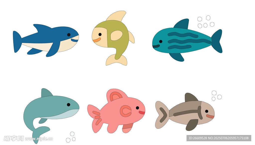 可爱海洋动物插画