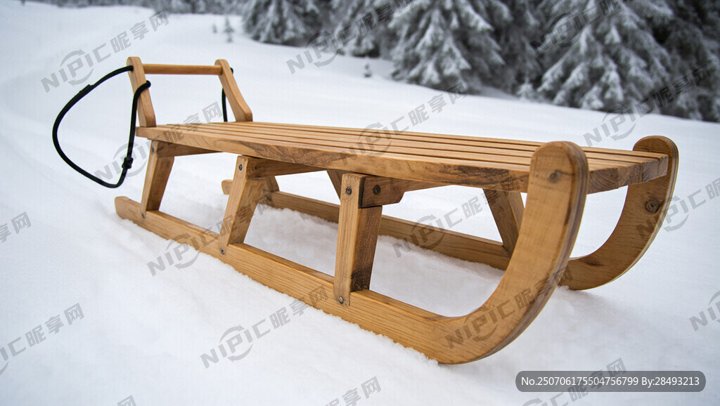 木头雪橇  雪地