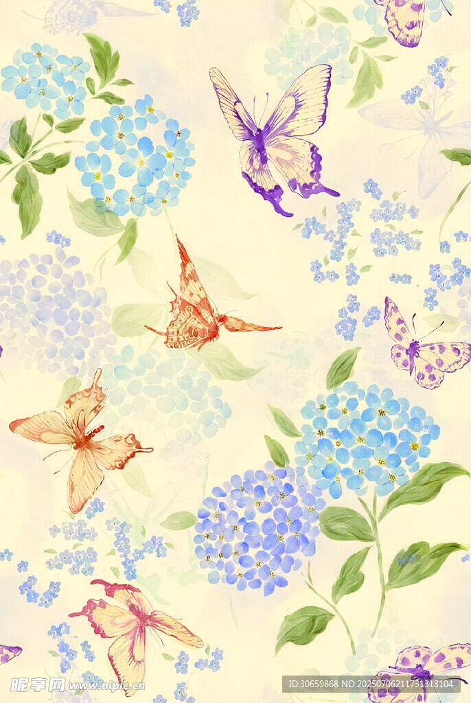 花鸟图案   蝴蝶花