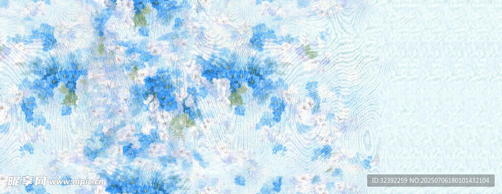 蓝白水彩花卉抽象背景图