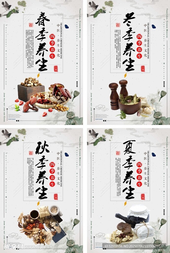传统中医文化四季养生展板