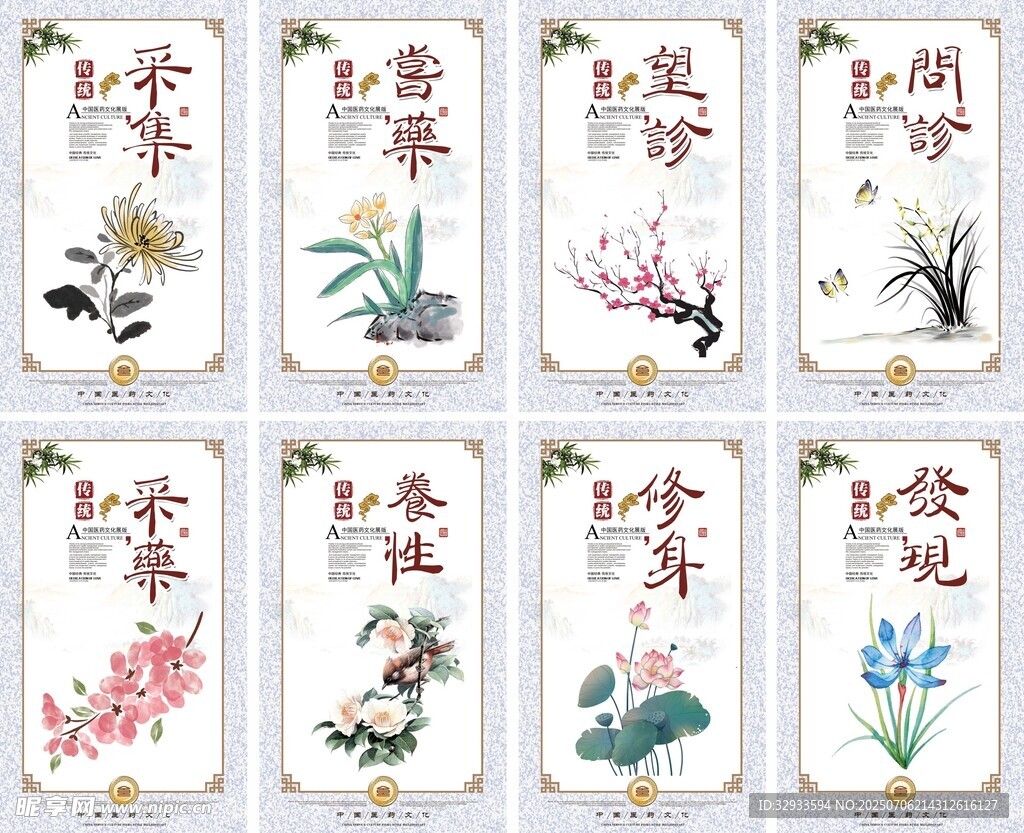 水墨古典中医文化成套展板