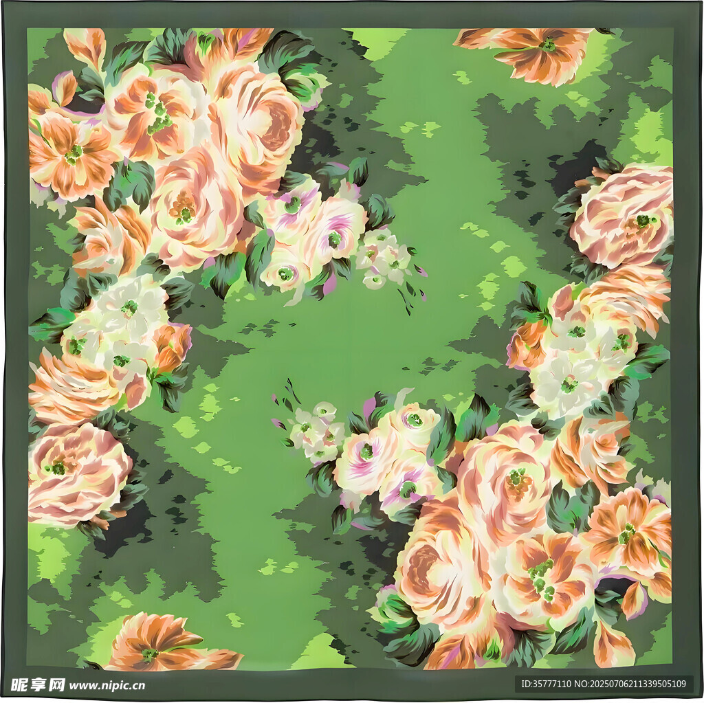 绿色草地花卉玫瑰图案设计