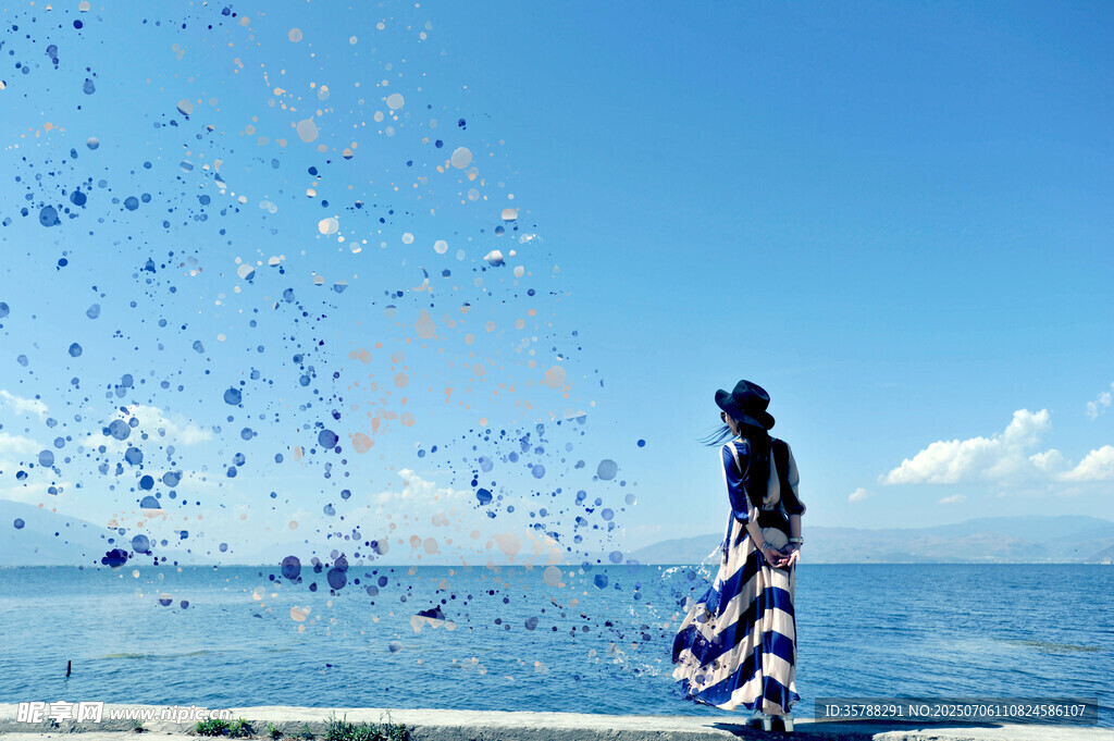 海边舞者撒花营造浪漫氛围