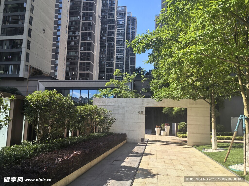小区内的林荫步道景观