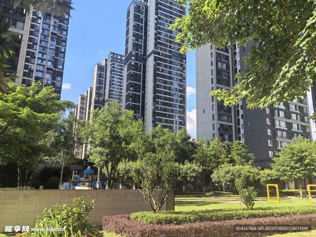 城市中的绿意园林景观