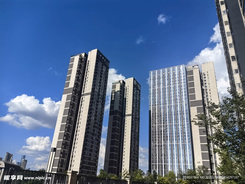 现代高楼林立的城市景观