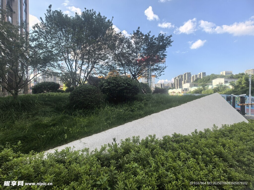 户外绿植环绕的整洁步道