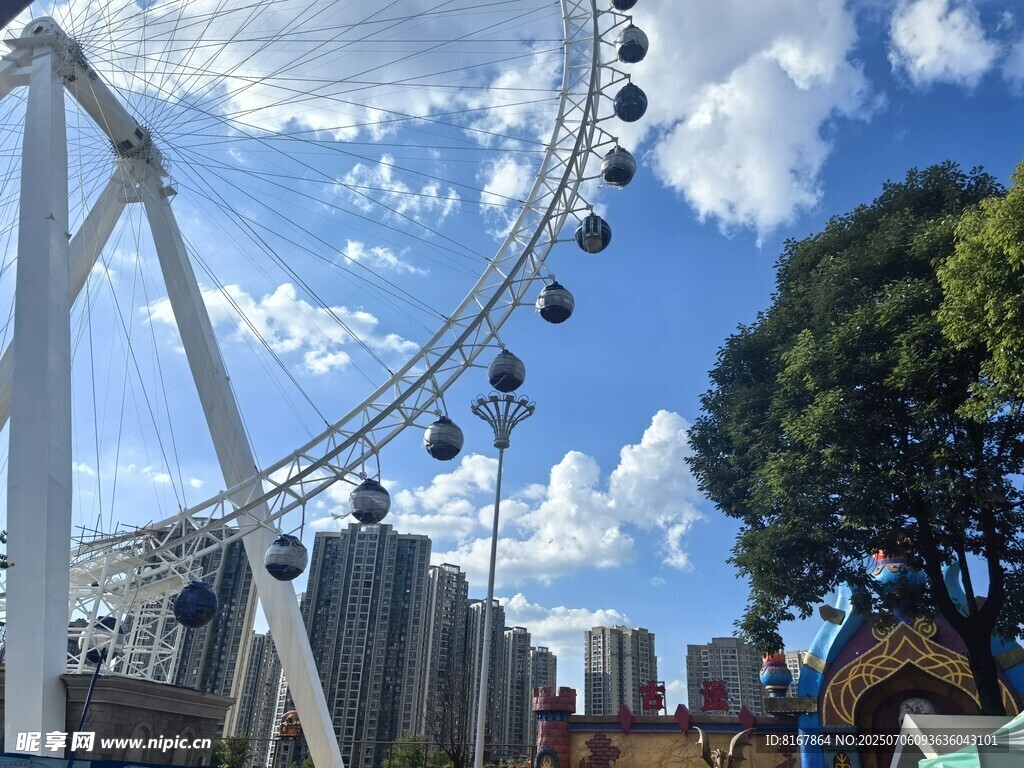游乐园中的摩天轮景观