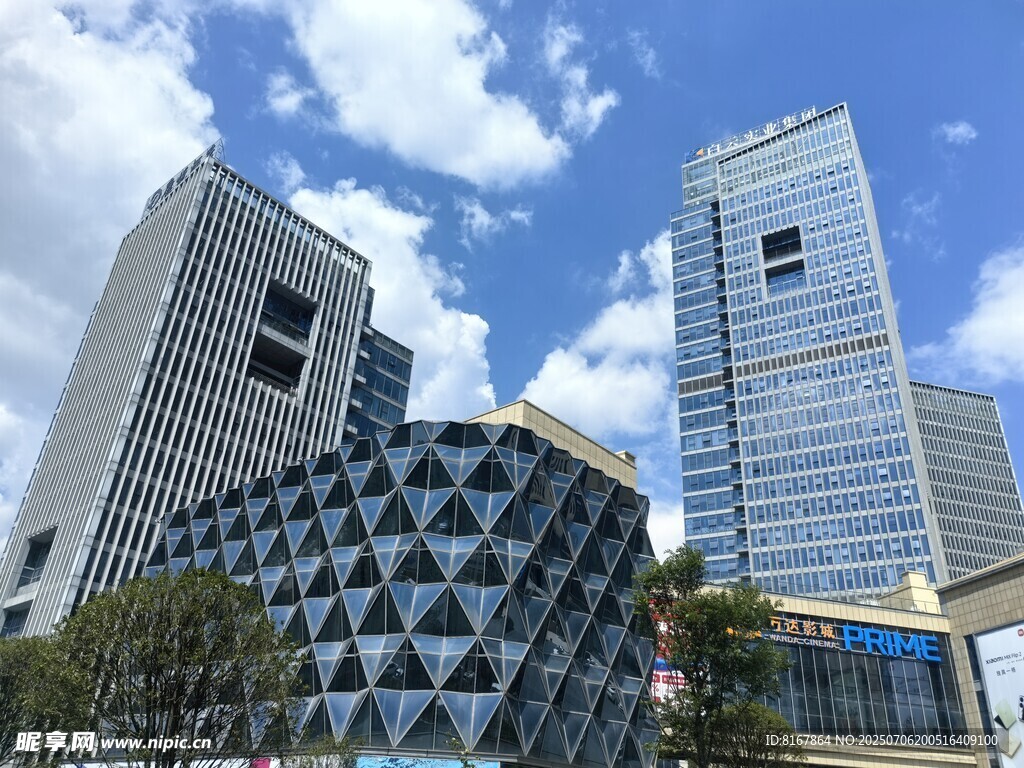 现代都市摩天建筑群景观