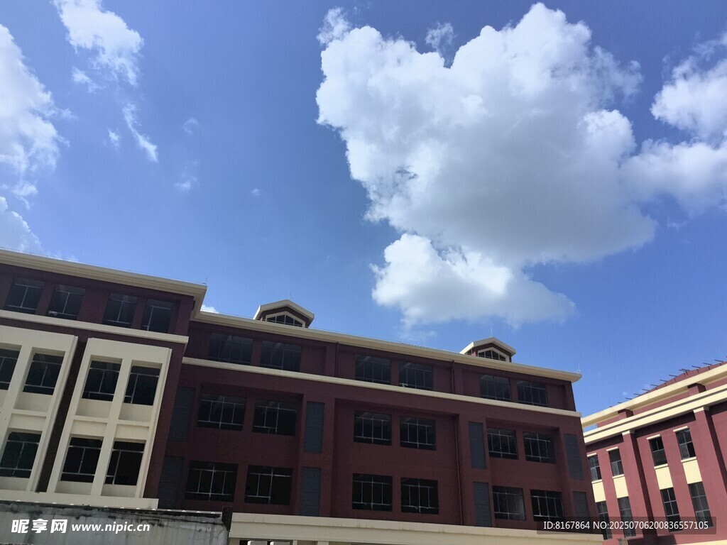 城市建筑与蓝天白云景观