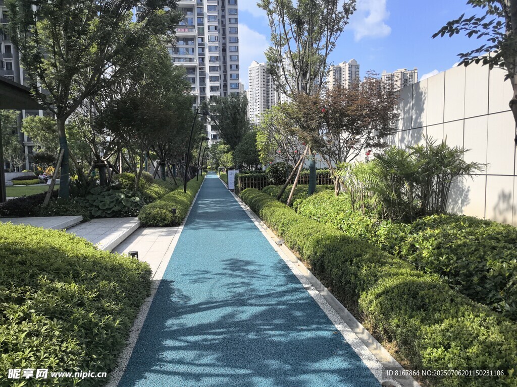 小区内的幽静景观步道