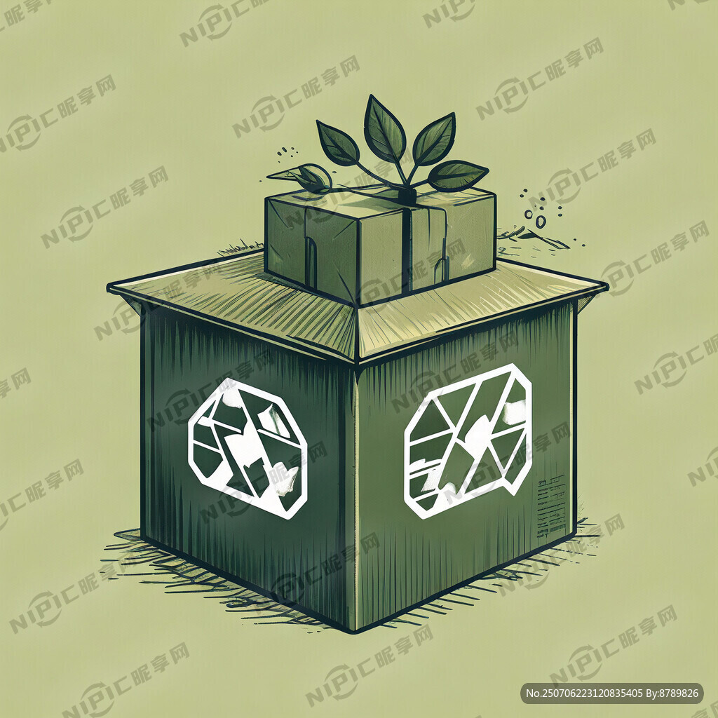 简笔画 绿色纸箱 环保标志